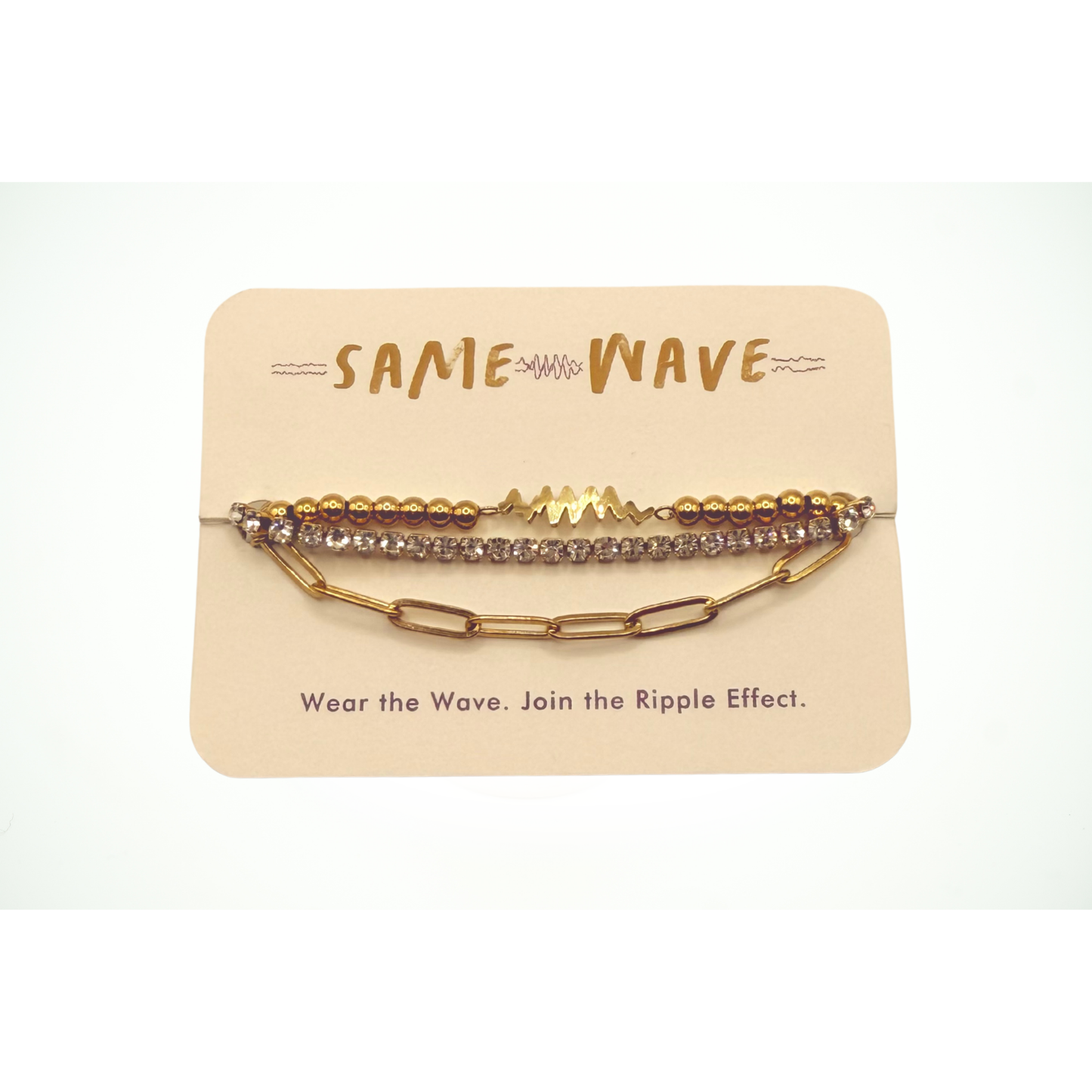 SAME WAVE Bracelet Stack with Tennis Chain + Paperclip