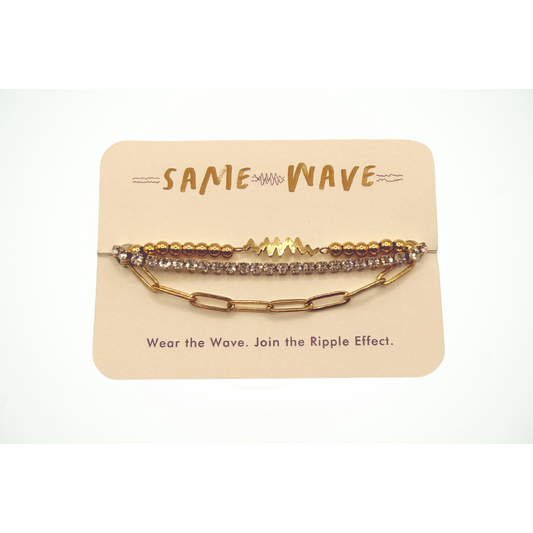 SAME WAVE Bracelet Stack with Tennis Chain + Paperclip