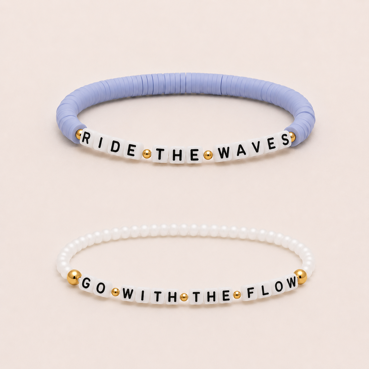 SAME WAVE Bracelet Stack with beaded Ride the Waves + go with the flow