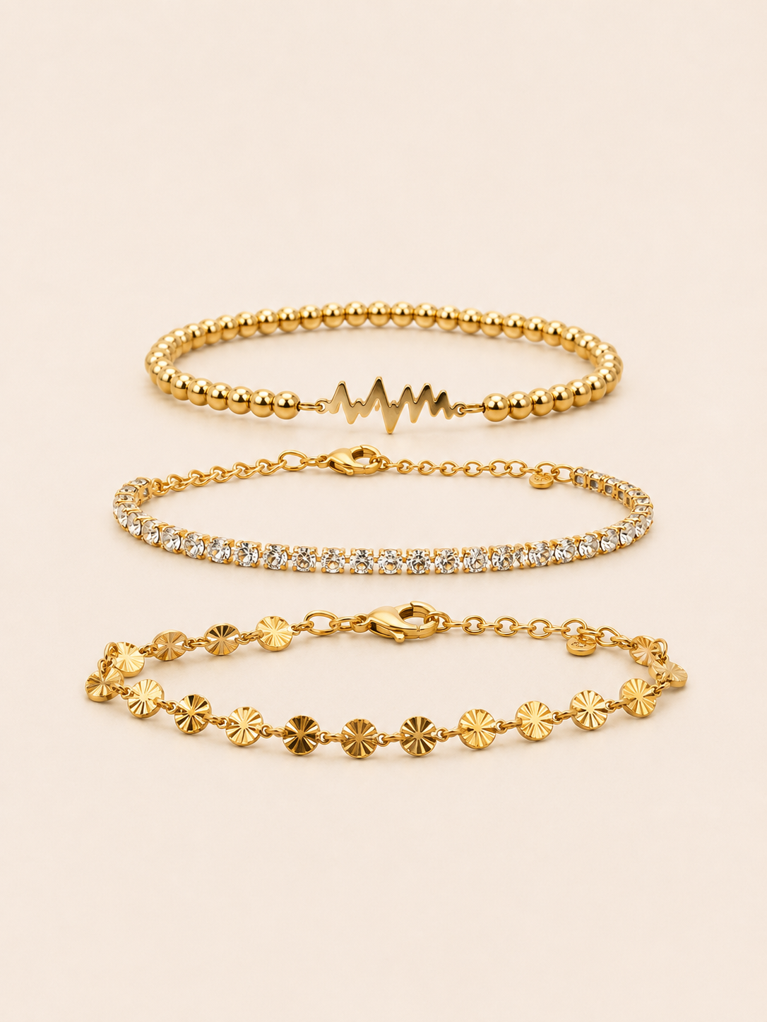 SAME WAVE Bracelet Stack "THE MEGAN" - Tennis Chain + Sunburst