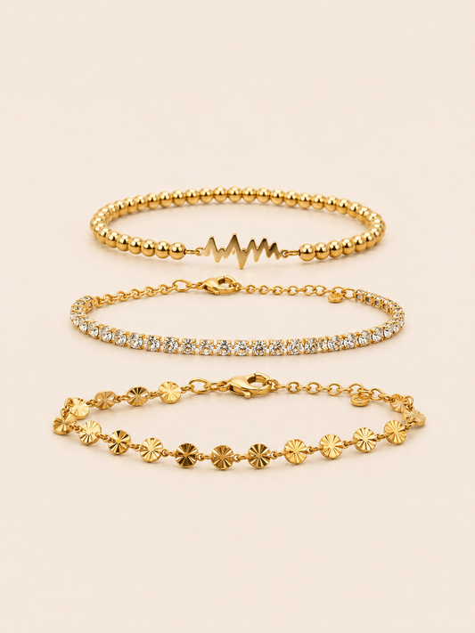 SAME WAVE Bracelet Stack "THE MEGAN" - Tennis Chain + Sunburst