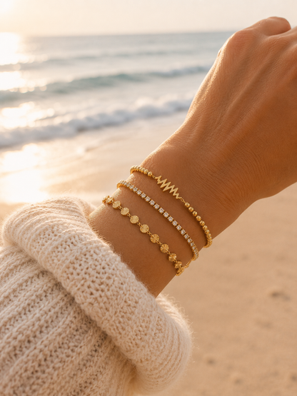 SAME WAVE Bracelet Stack "THE MEGAN" - Tennis Chain + Sunburst