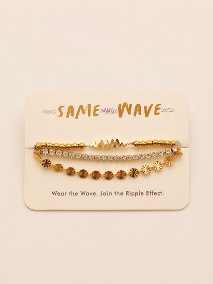 SAME WAVE Bracelet Stack "THE MEGAN" - Tennis Chain + Sunburst